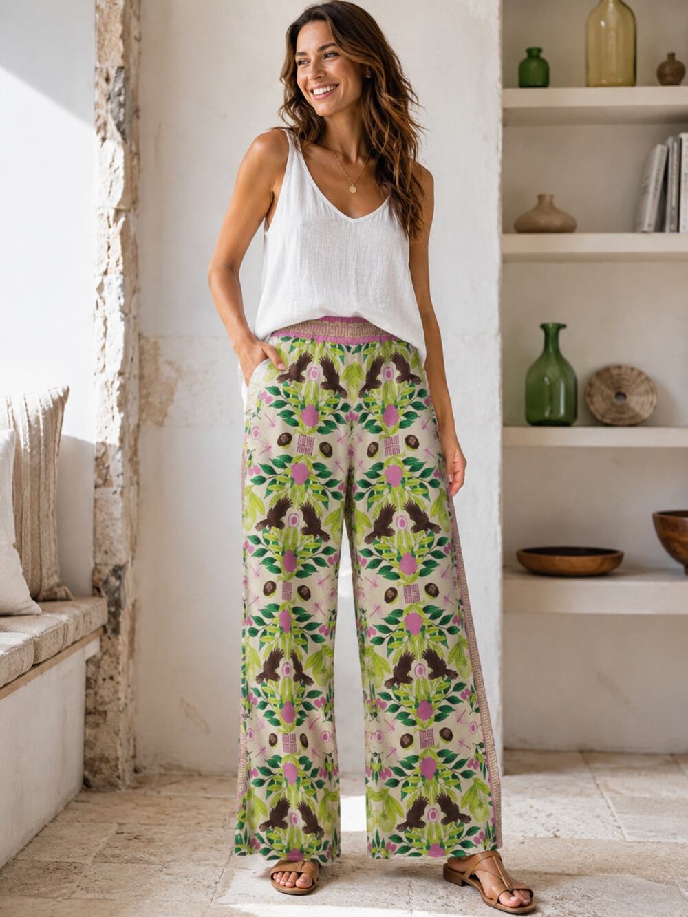 MUMA WORLD SZ XL (10-12) Lillypilly Illustrated Pant Firefly Birds Floral NWT
